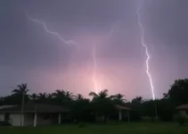 temporal com raios em Campo Grande